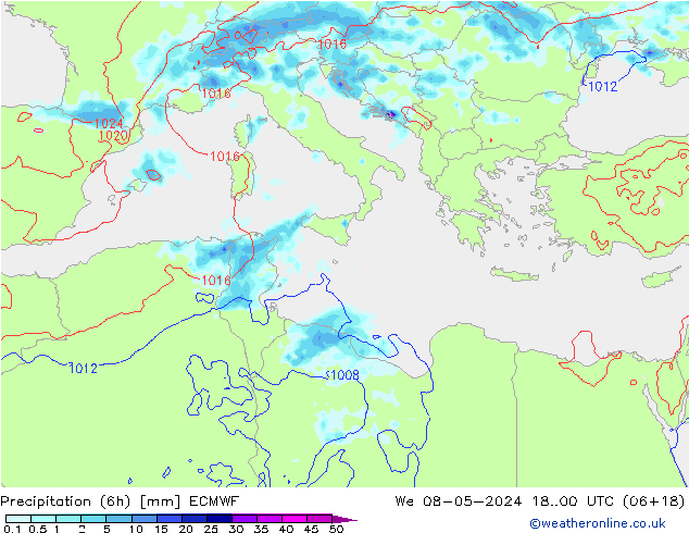 Z500/Rain (+SLP)/Z850 ECMWF śro. 08.05.2024 00 UTC