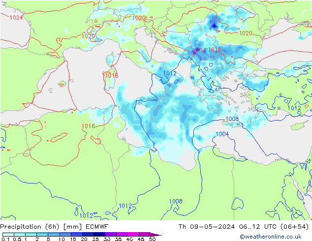 Z500/Yağmur (+YB)/Z850 ECMWF Per 09.05.2024 12 UTC