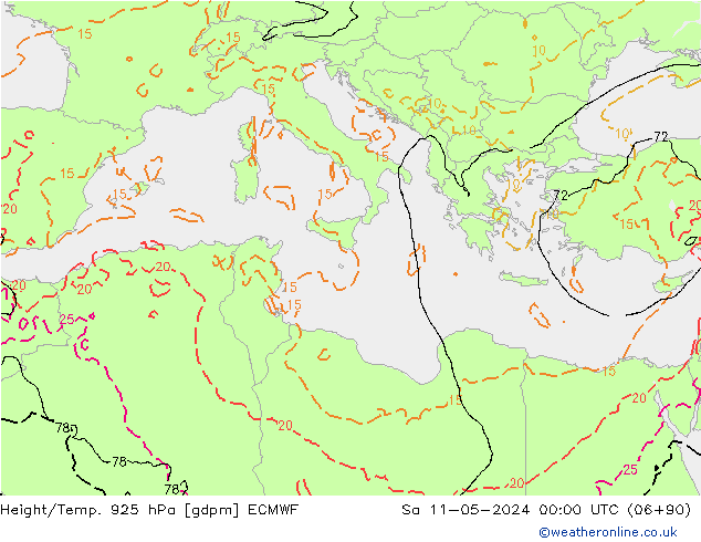 Height/Temp. 925 hPa ECMWF  11.05.2024 00 UTC