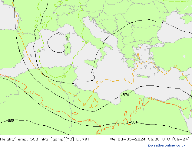 Z500/Rain (+SLP)/Z850 ECMWF mié 08.05.2024 06 UTC
