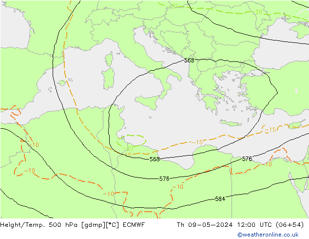 Z500/Yağmur (+YB)/Z850 ECMWF Per 09.05.2024 12 UTC
