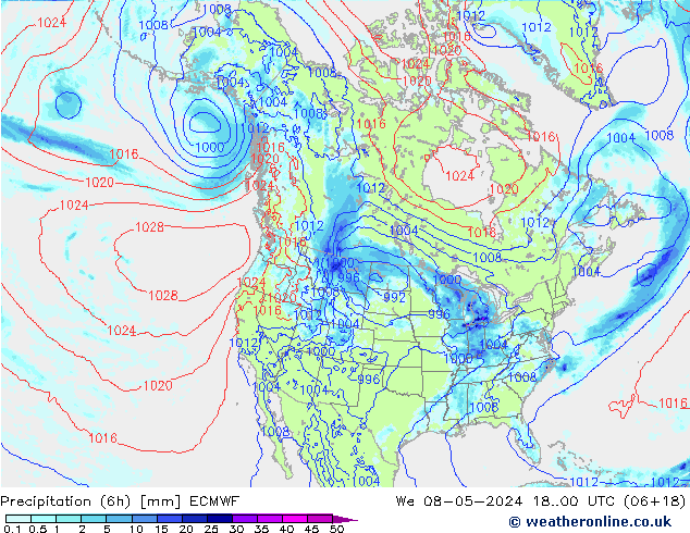 Z500/Rain (+SLP)/Z850 ECMWF We 08.05.2024 00 UTC