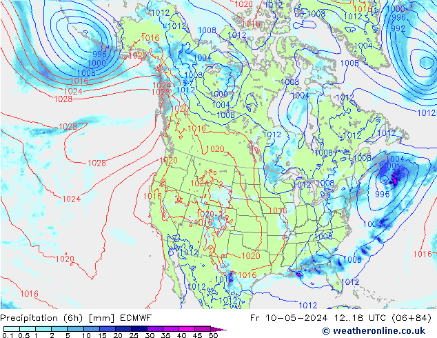 Z500/Rain (+SLP)/Z850 ECMWF Fr 10.05.2024 18 UTC