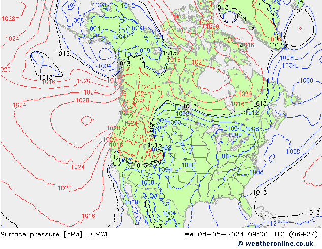 Yer basıncı ECMWF Çar 08.05.2024 09 UTC