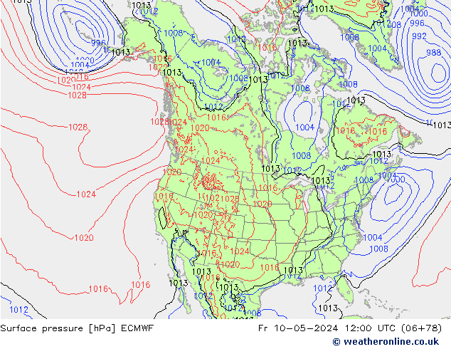 Bodendruck ECMWF Fr 10.05.2024 12 UTC