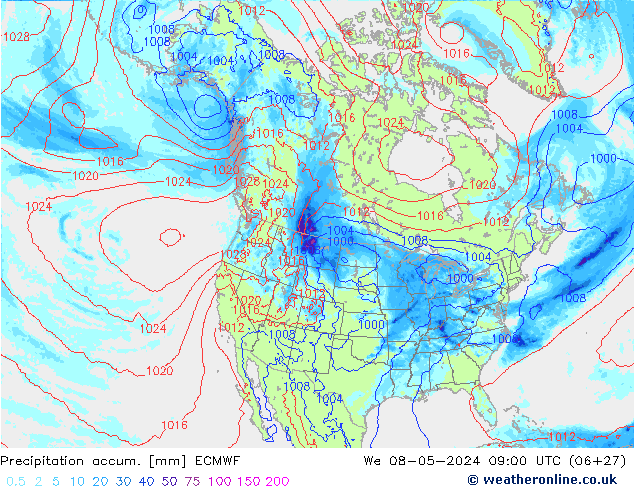 Precipitation accum. ECMWF We 08.05.2024 09 UTC