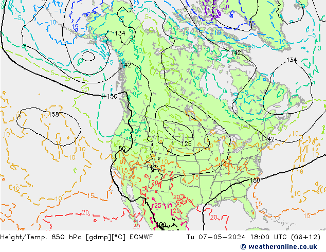 Z500/Yağmur (+YB)/Z850 ECMWF Sa 07.05.2024 18 UTC