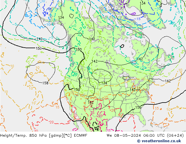 Z500/Rain (+SLP)/Z850 ECMWF St 08.05.2024 06 UTC