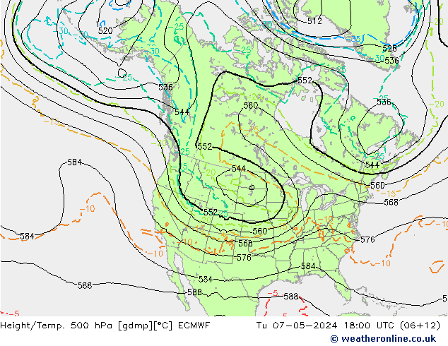 Z500/Rain (+SLP)/Z850 ECMWF Ter 07.05.2024 18 UTC