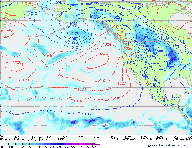 Z500/Rain (+SLP)/Z850 ECMWF mar 07.05.2024 12 UTC