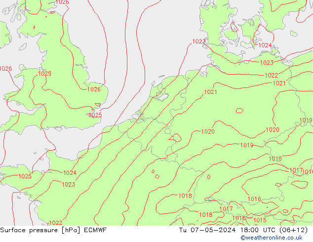 Bodendruck ECMWF Di 07.05.2024 18 UTC