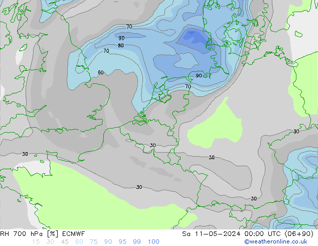 RH 700 hPa ECMWF Sáb 11.05.2024 00 UTC