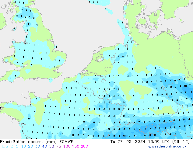 Nied. akkumuliert ECMWF Di 07.05.2024 18 UTC