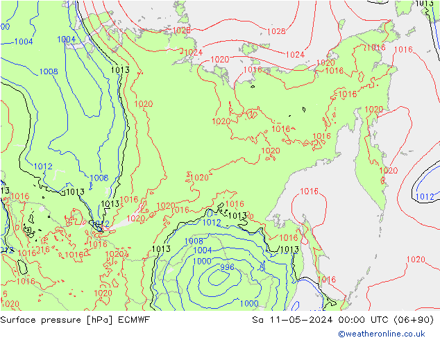 Surface pressure ECMWF Sa 11.05.2024 00 UTC