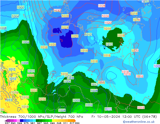 Thck 700-1000 hPa ECMWF Fr 10.05.2024 12 UTC