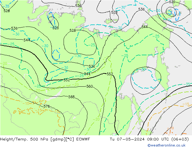 Geop./Temp. 500 hPa ECMWF mar 07.05.2024 09 UTC