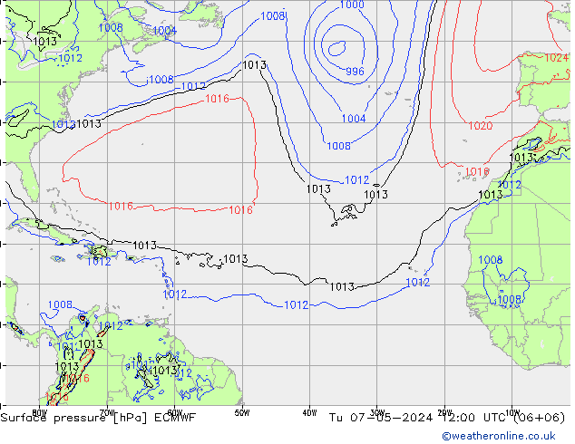 Luchtdruk (Grond) ECMWF di 07.05.2024 12 UTC