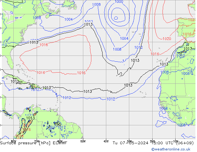pressão do solo ECMWF Ter 07.05.2024 15 UTC