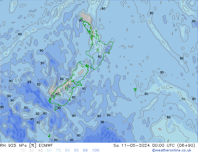 RH 925 hPa ECMWF Sa 11.05.2024 00 UTC