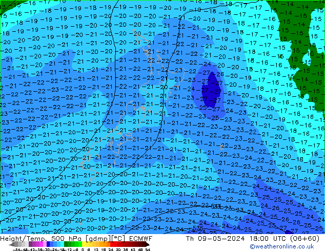 Z500/Rain (+SLP)/Z850 ECMWF jue 09.05.2024 18 UTC