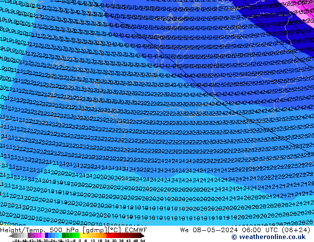 Height/Temp. 500 hPa ECMWF We 08.05.2024 06 UTC