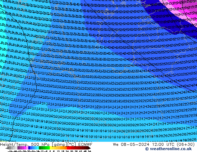 Z500/Rain (+SLP)/Z850 ECMWF ср 08.05.2024 12 UTC