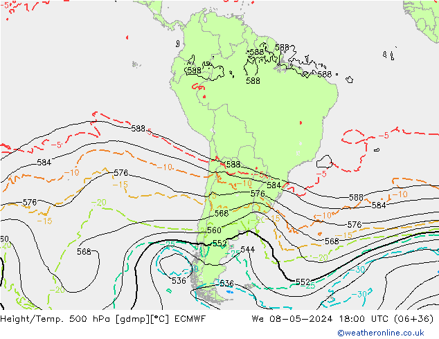 Z500/Rain (+SLP)/Z850 ECMWF We 08.05.2024 18 UTC