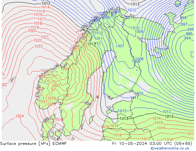 Bodendruck ECMWF Fr 10.05.2024 03 UTC