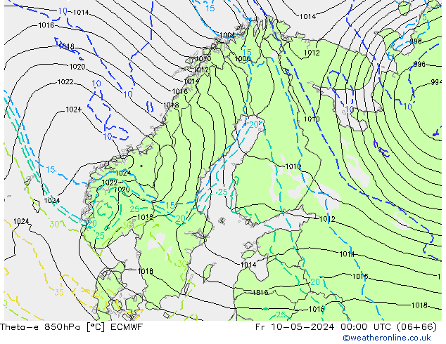 Theta-e 850hPa ECMWF pt. 10.05.2024 00 UTC