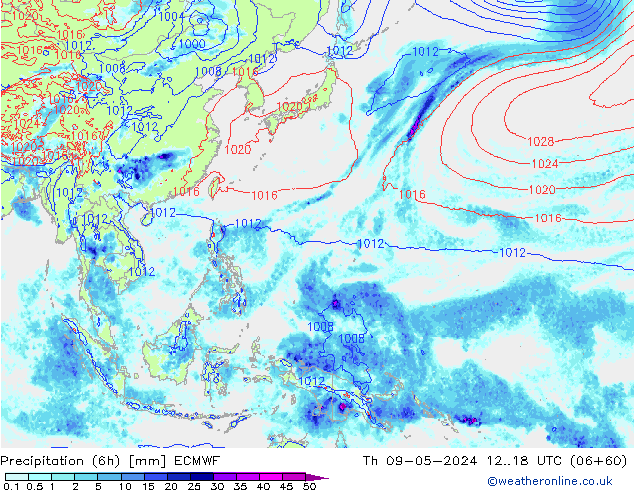 Prec 6h/Wind 10m/950 ECMWF Th 09.05.2024 18 UTC