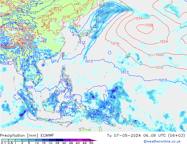 Precipitation ECMWF Tu 07.05.2024 09 UTC