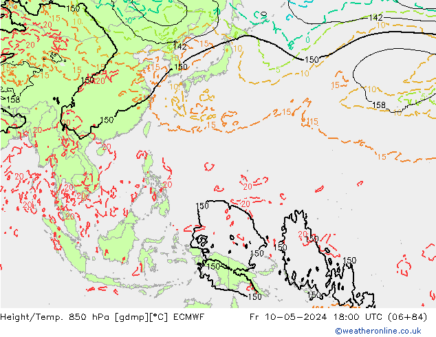 Z500/Rain (+SLP)/Z850 ECMWF Fr 10.05.2024 18 UTC