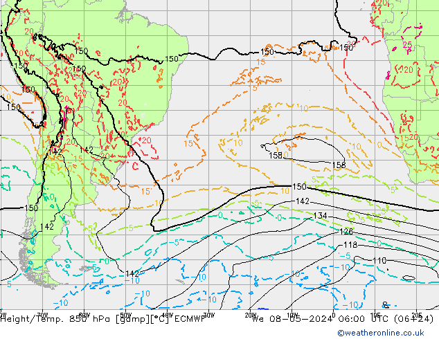 Z500/Rain (+SLP)/Z850 ECMWF We 08.05.2024 06 UTC