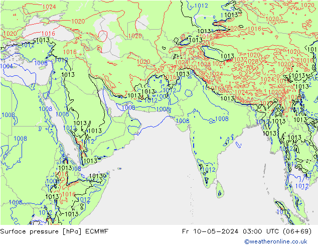 приземное давление ECMWF пт 10.05.2024 03 UTC