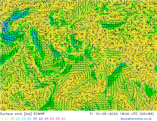 Prec 6h/Wind 10m/950 ECMWF ven 10.05.2024 18 UTC