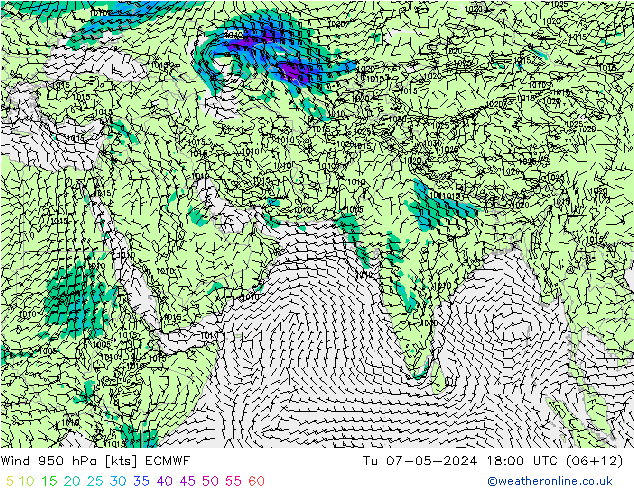 Wind 950 hPa ECMWF Di 07.05.2024 18 UTC