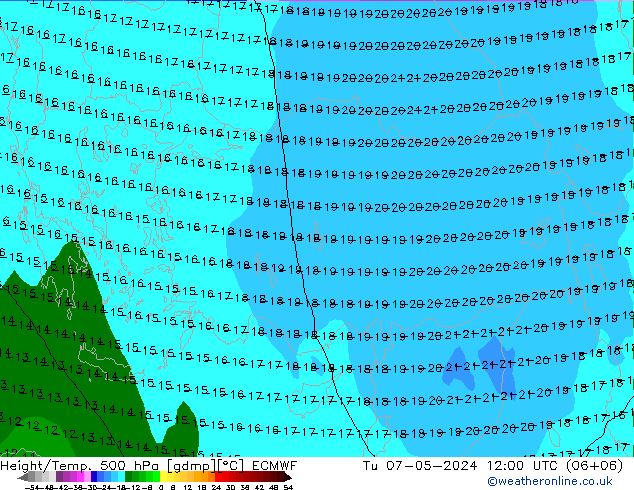 Z500/Rain (+SLP)/Z850 ECMWF mar 07.05.2024 12 UTC