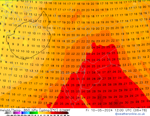 Z500/Rain (+SLP)/Z850 ECMWF Fr 10.05.2024 12 UTC