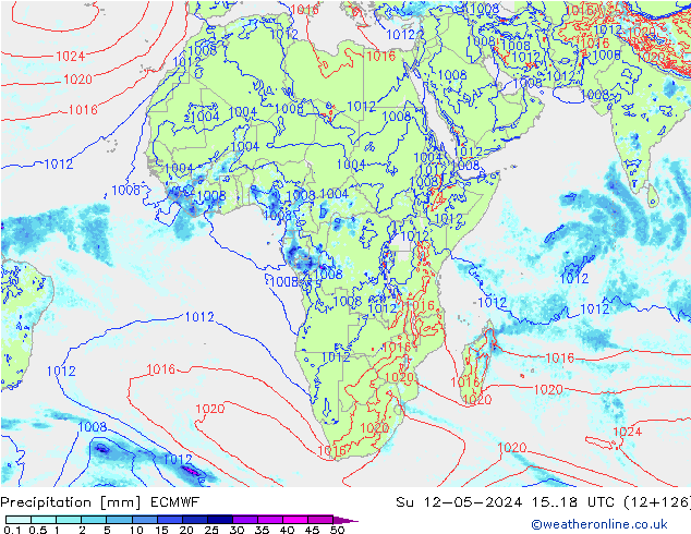 Precipitation ECMWF Su 12.05.2024 18 UTC