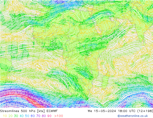 Ligne de courant 500 hPa ECMWF mer 15.05.2024 18 UTC