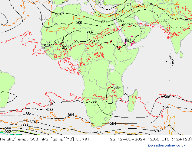 Geop./Temp. 500 hPa ECMWF dom 12.05.2024 12 UTC