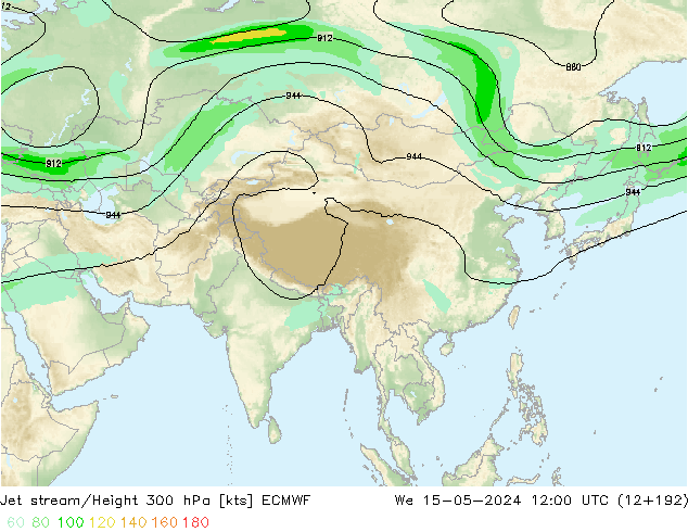 Corrente a getto ECMWF mer 15.05.2024 12 UTC