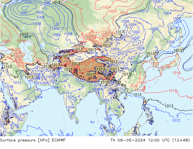 Surface pressure ECMWF Th 09.05.2024 12 UTC