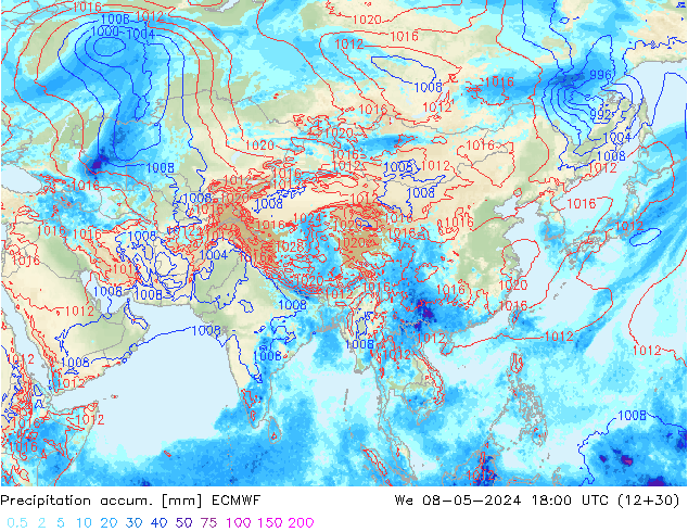 Precipitation accum. ECMWF We 08.05.2024 18 UTC
