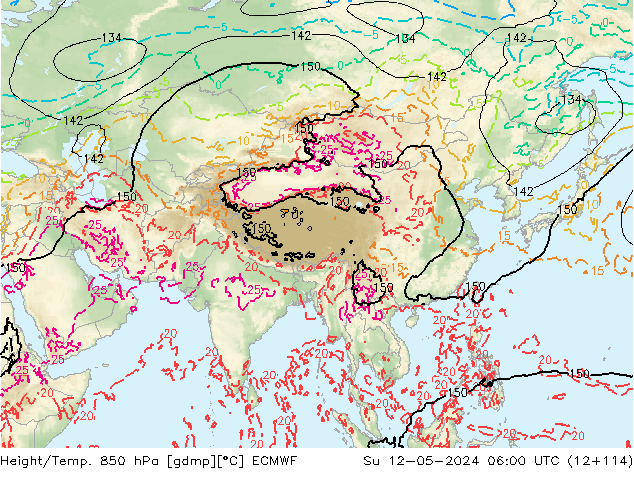 Z500/Yağmur (+YB)/Z850 ECMWF Paz 12.05.2024 06 UTC