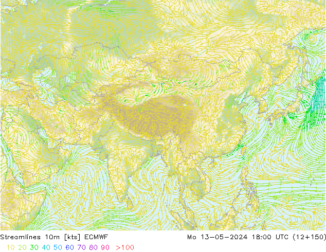 ветер 10m ECMWF пн 13.05.2024 18 UTC