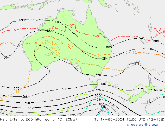 Height/Temp. 500 hPa ECMWF  14.05.2024 12 UTC