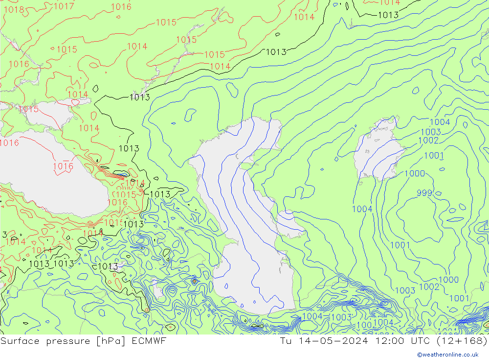 Presión superficial ECMWF mar 14.05.2024 12 UTC