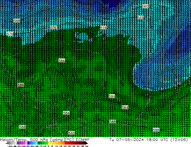 Z500/Rain (+SLP)/Z850 ECMWF 星期二 07.05.2024 18 UTC