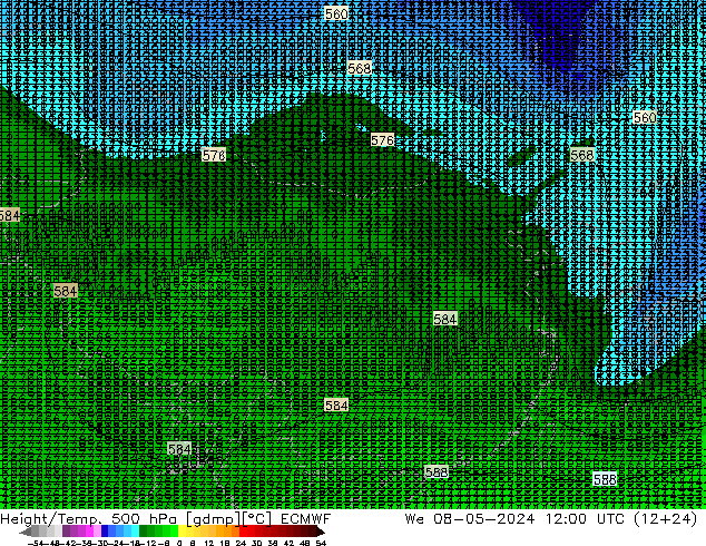 Z500/Rain (+SLP)/Z850 ECMWF 星期三 08.05.2024 12 UTC